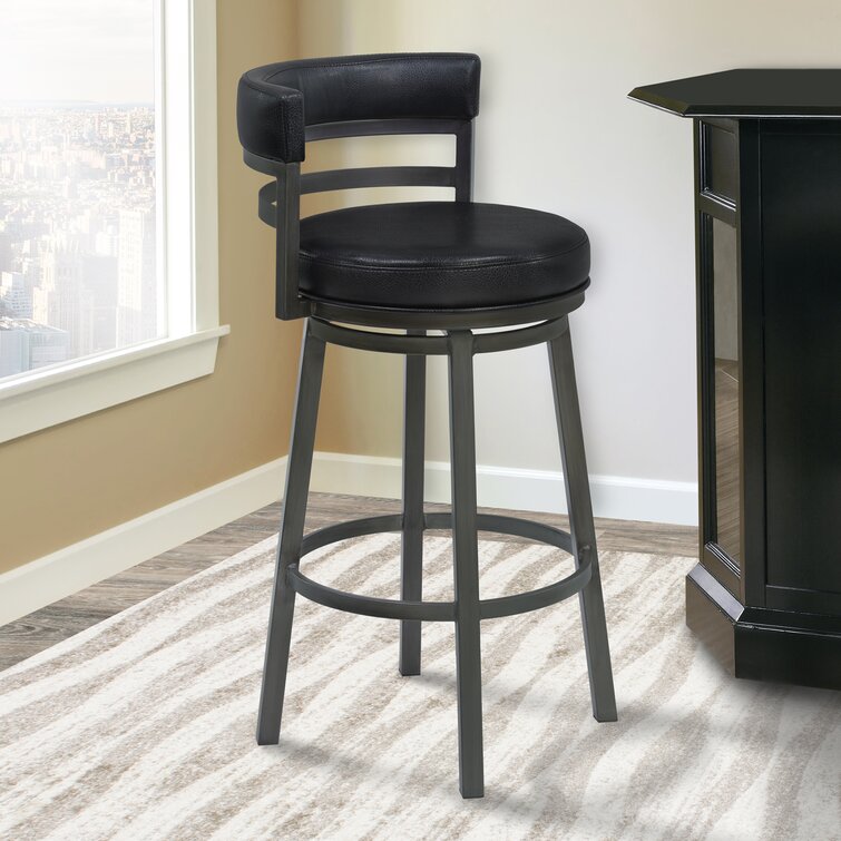 Ashlamari Swivel Counter Bar Stool with Metal Base and Footrest